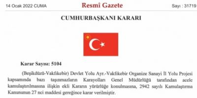 OSB Bağlantı Yolu için “Acele Kamulaştırma Kararı”!